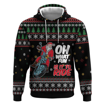 Santa And Motor Hoodie Santa Claus And Joy On A Motorcycle DT04