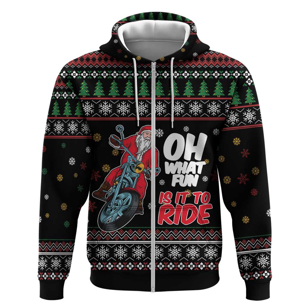 Santa And Motor Hoodie Santa Claus And Joy On A Motorcycle DT04