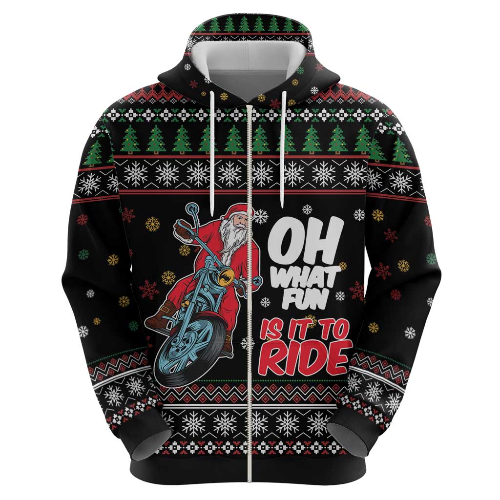Santa And Motor Hoodie Santa Claus And Joy On A Motorcycle DT04
