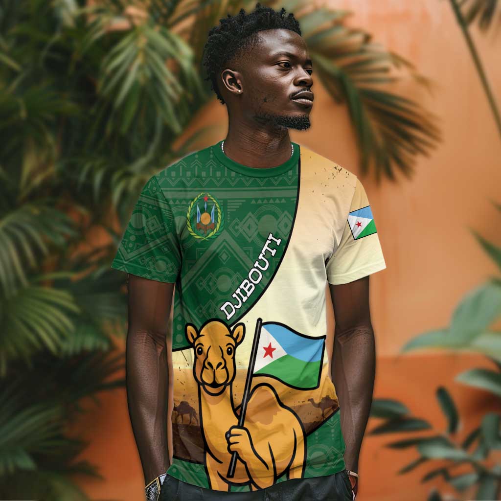 Personalized African Djibouti T shirt Camel Holding Jabuuti Flag DT05