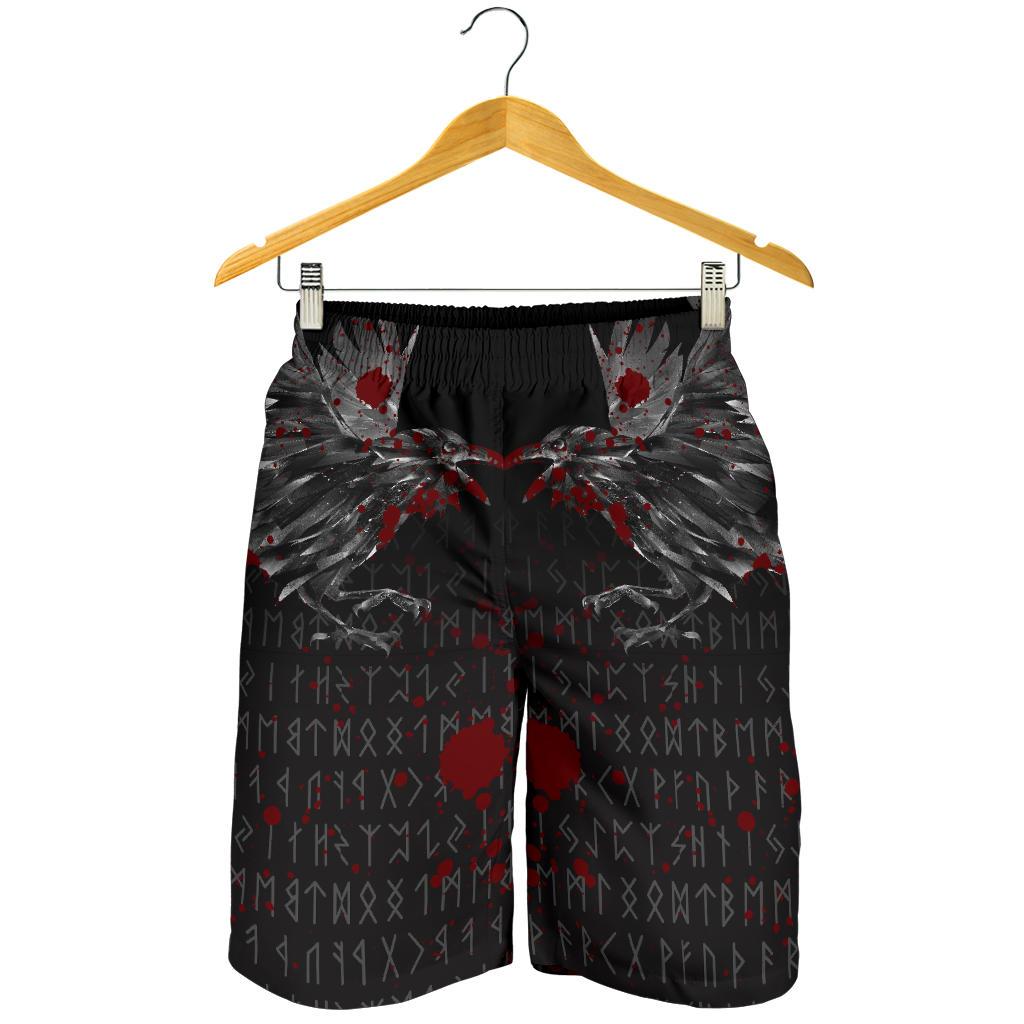 Viking Men's Shorts - Odin Huginn and Muninn Rune Blood RLT12