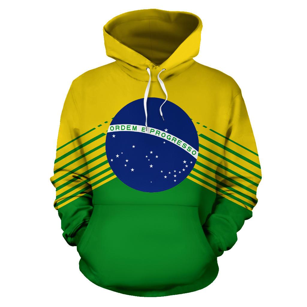 Brazil Flag Hoodie Stripes Style