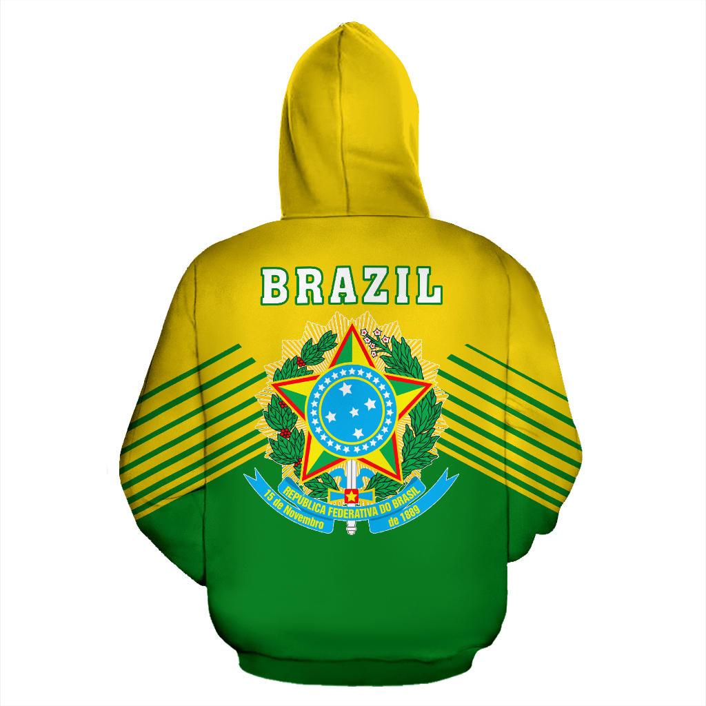 Brazil Flag Hoodie Stripes Style
