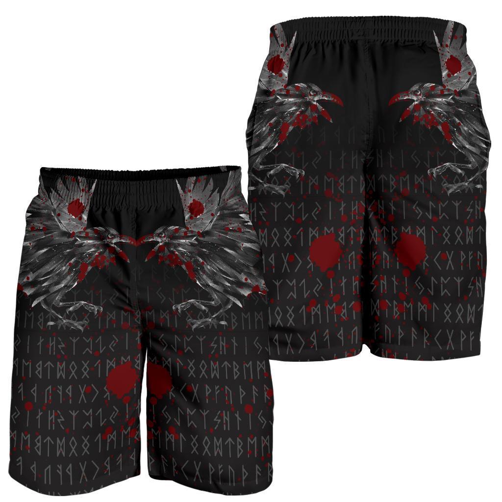 Viking Men's Shorts - Odin Huginn and Muninn Rune Blood RLT12