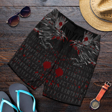 Viking Men's Shorts - The Raven Of Odin Rune Blood RLT12