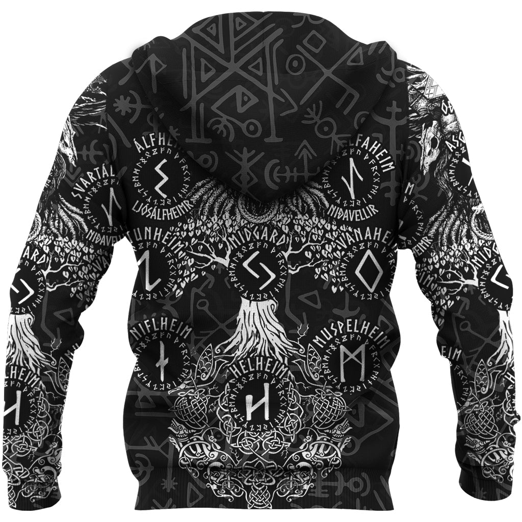 Viking Hoodie Odin Tree Runes RLT12