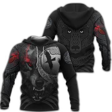 Viking Hoodie Angry Moon Wolf RLT12