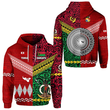 Vanuatu Tonga Hoodie Polynesian Together Bright Red LT8