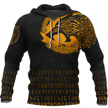 Viking Hoodie Fenrir Wolf Orange RLT12