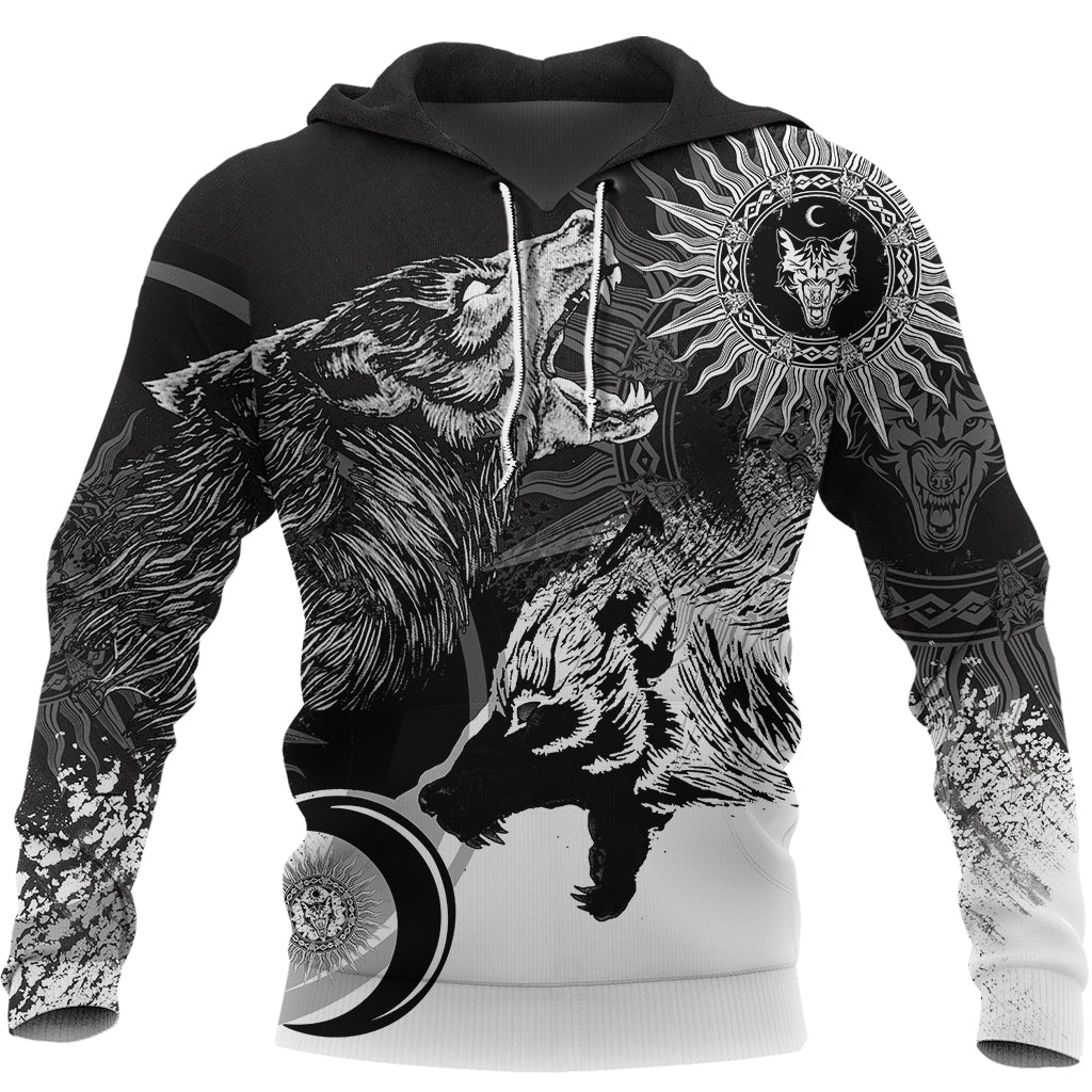Viking Skoll and Hati New Style Hoodie RLT12