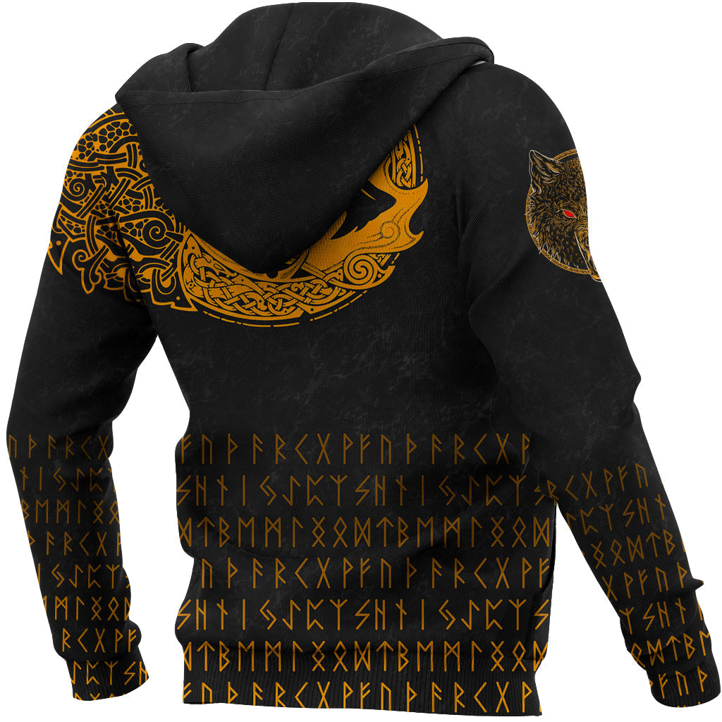 Viking Hoodie Fenrir Wolf Orange RLT12
