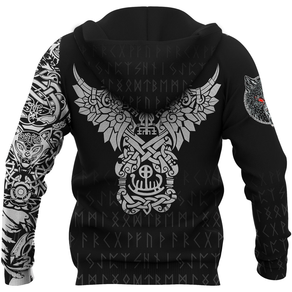 Viking Hoodie Dark Norse Wolf Tattoo RLT12