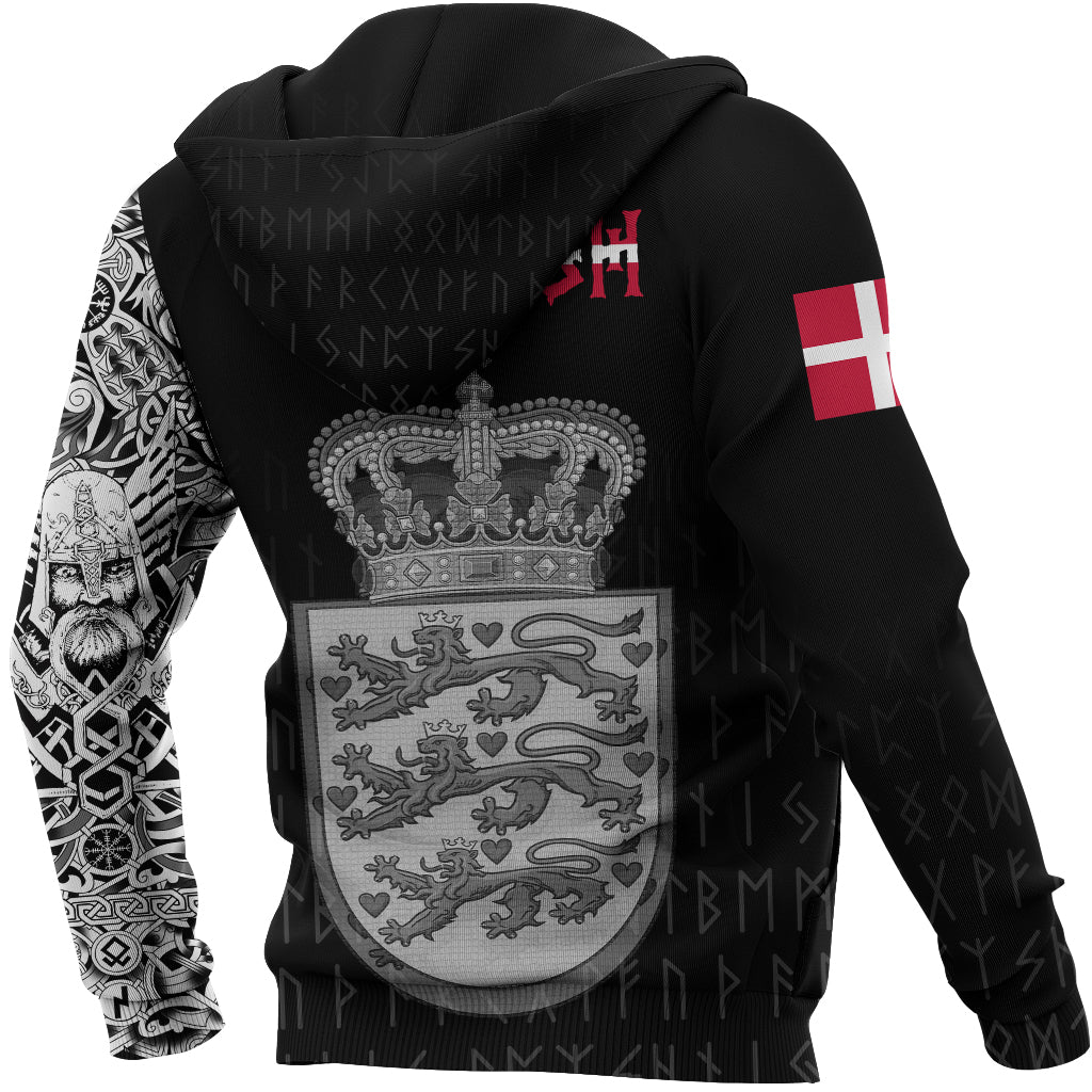 Viking Hoodie Danish and Raven Of Odin RLT12