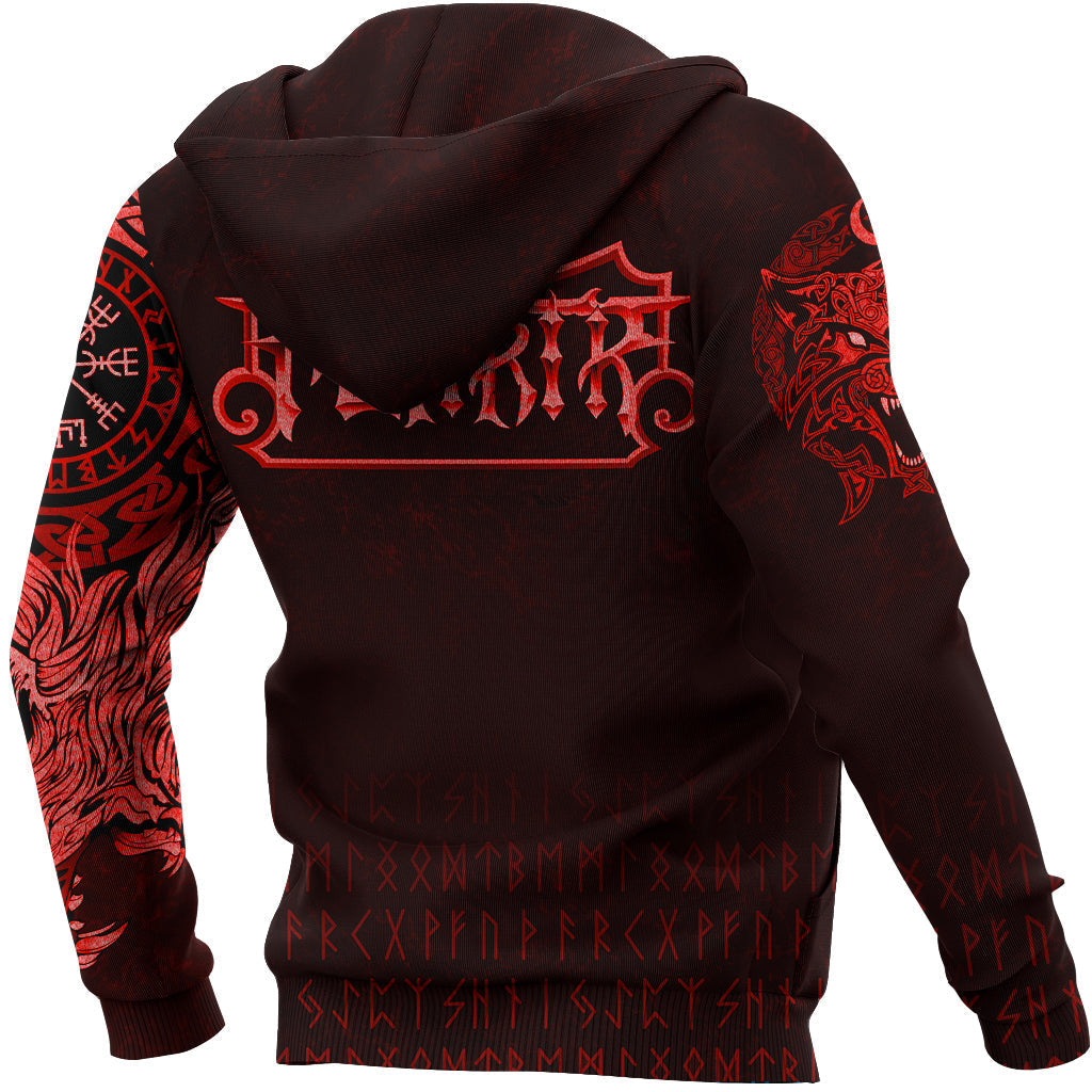 Viking Hoodie Fenrir Wolf Red RLT12