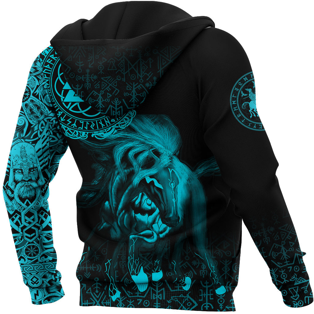Viking Hoodie Sleipnir Odin Cyan RLT12