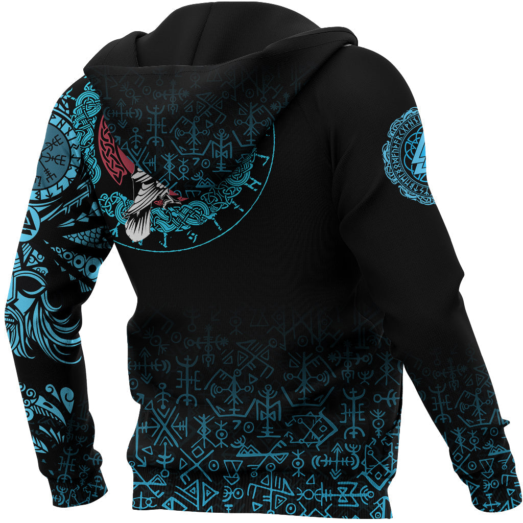 Viking Hoodie Raven Celtic Cyan Tattoo RLT12