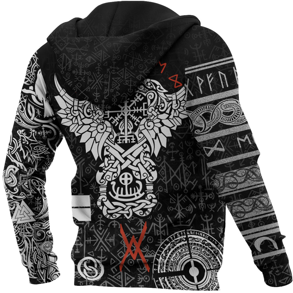 Viking Hoodie Odin and Raven Tattoo RLT12