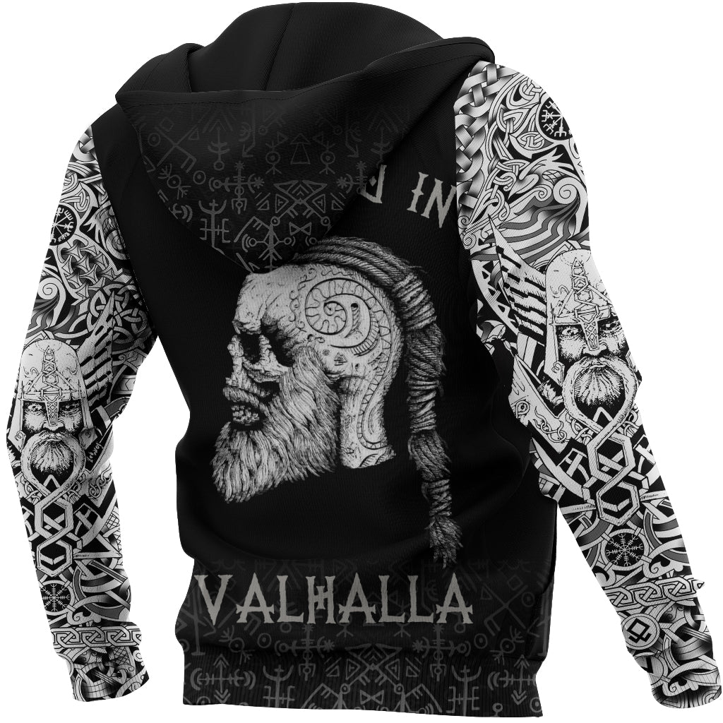 Viking Hoodie Raven and Skull RLT12