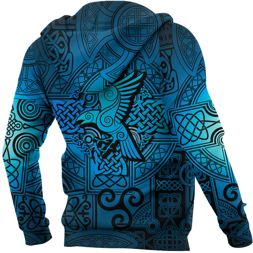 Viking Hoodie Raven Odin Celtic Cyan RLT12