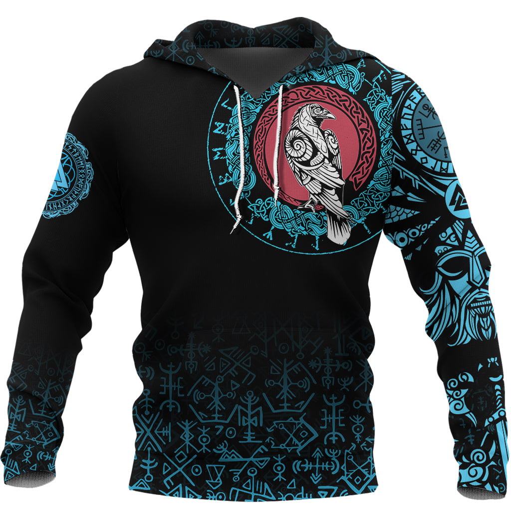 Viking Hoodie Raven Celtic Cyan Tattoo RLT12