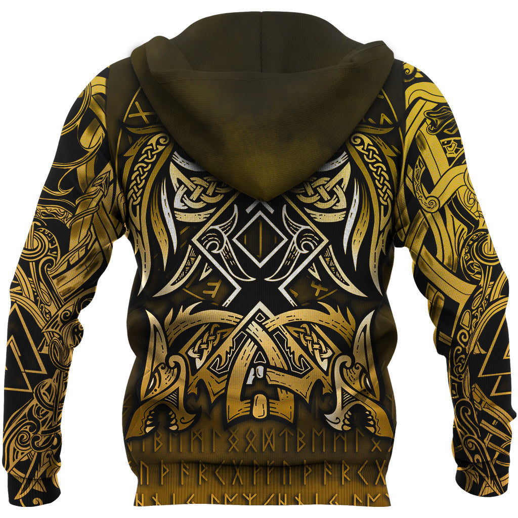 Viking Hoodie Othala and Raven Golden RLT12