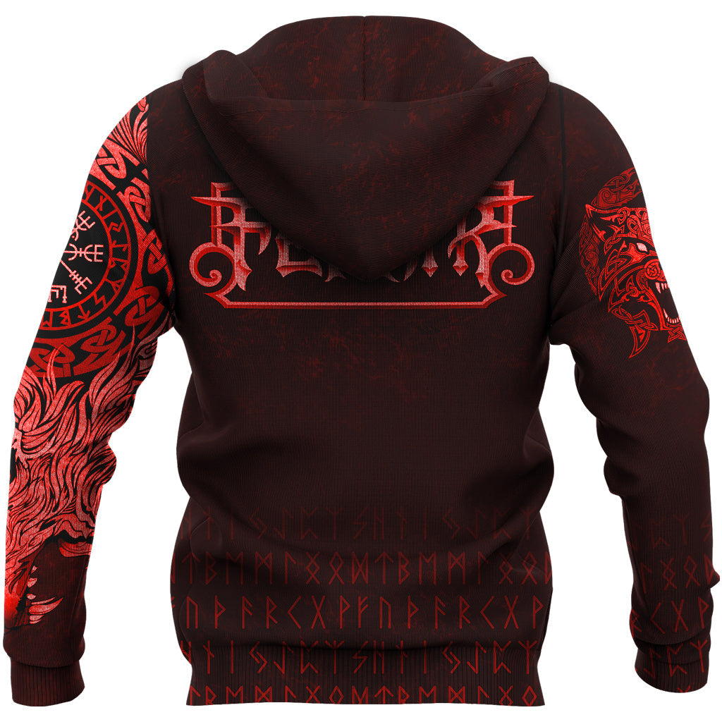 Viking Hoodie Fenrir Wolf Red RLT12