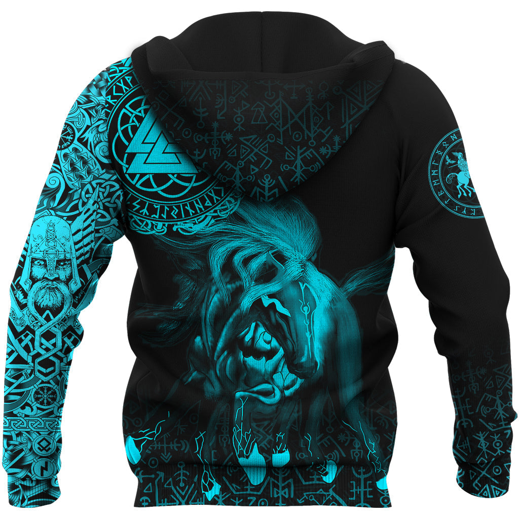 Viking Hoodie Sleipnir Odin Cyan RLT12