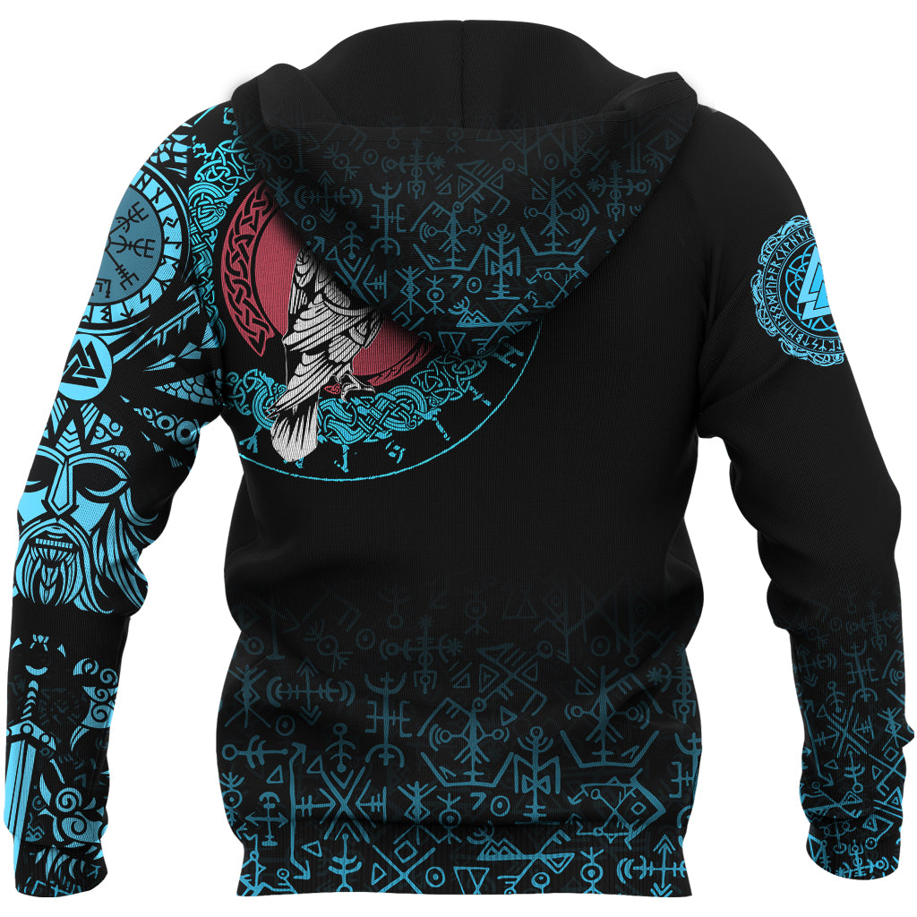 Viking Hoodie Raven Celtic Cyan Tattoo RLT12