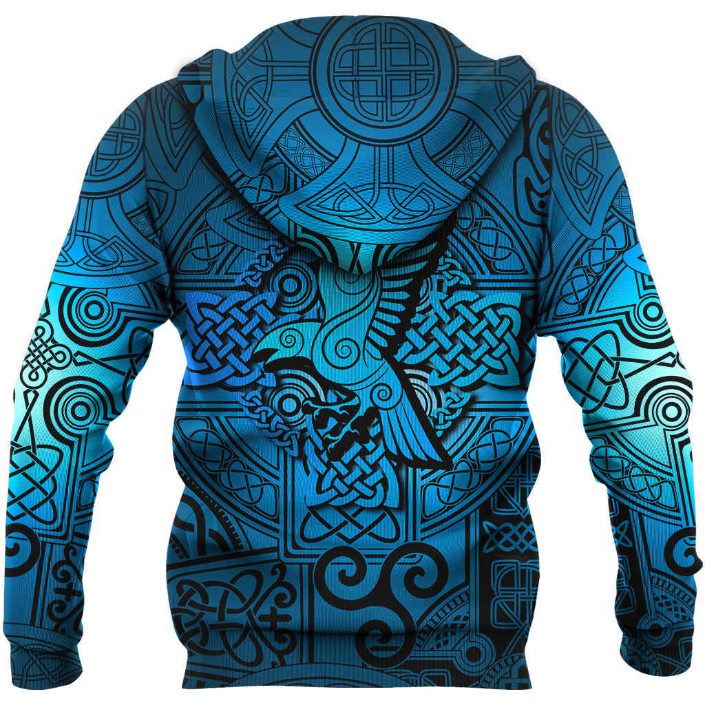 Viking Hoodie Raven Odin Celtic Cyan RLT12