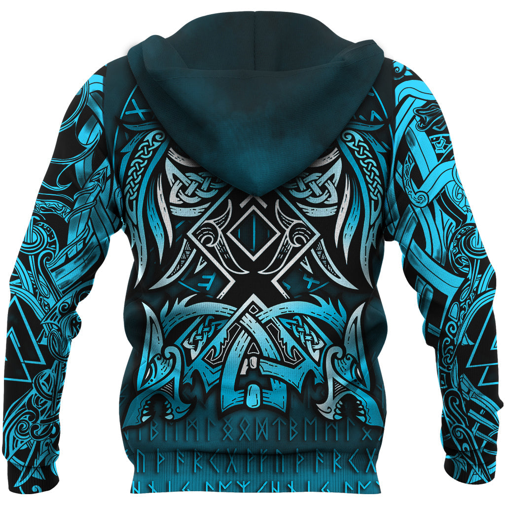 Viking Hoodie Othala and Raven Blue RLT12