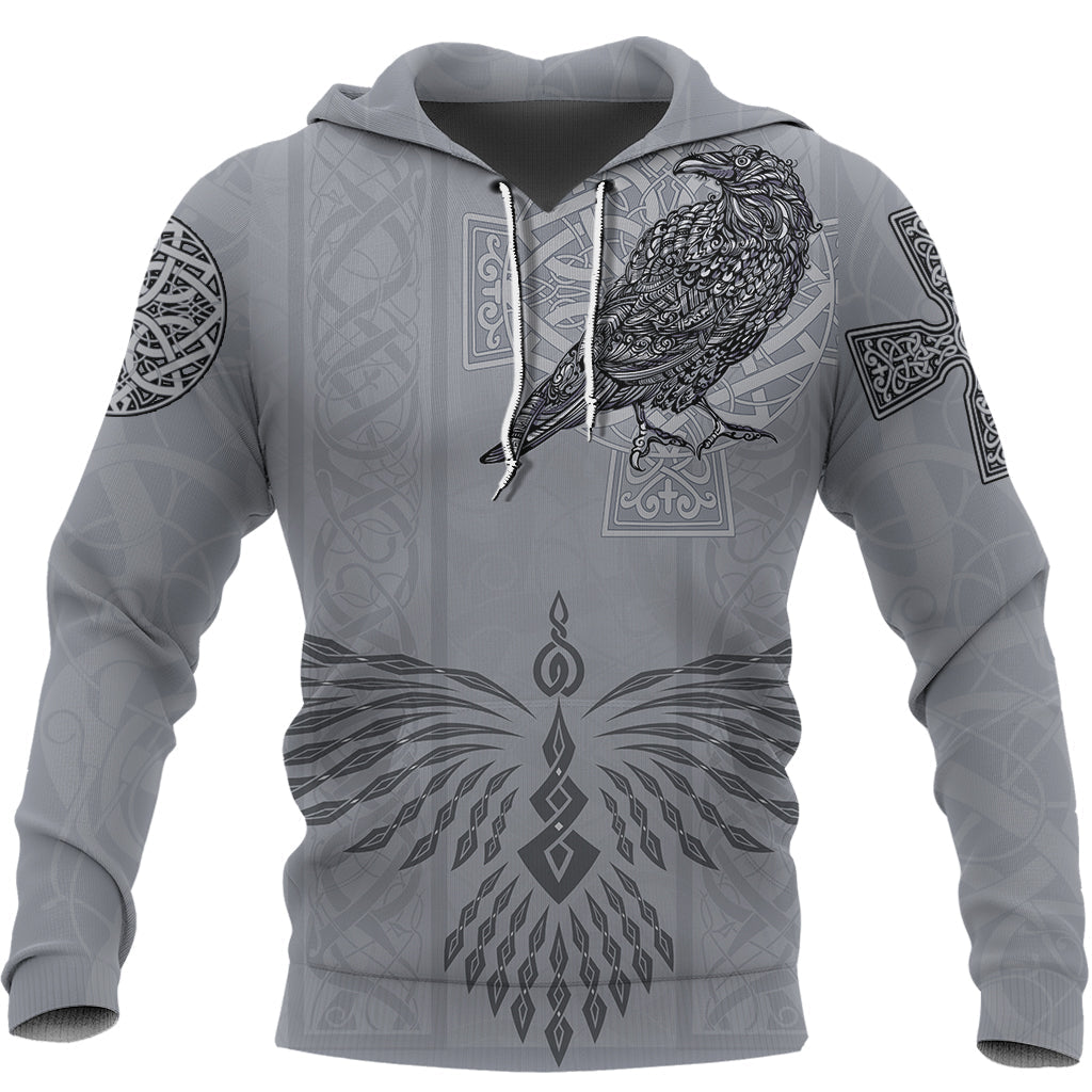 Viking Hoodie Odins Celtic Raven Scandinavian Tattoo RLT12