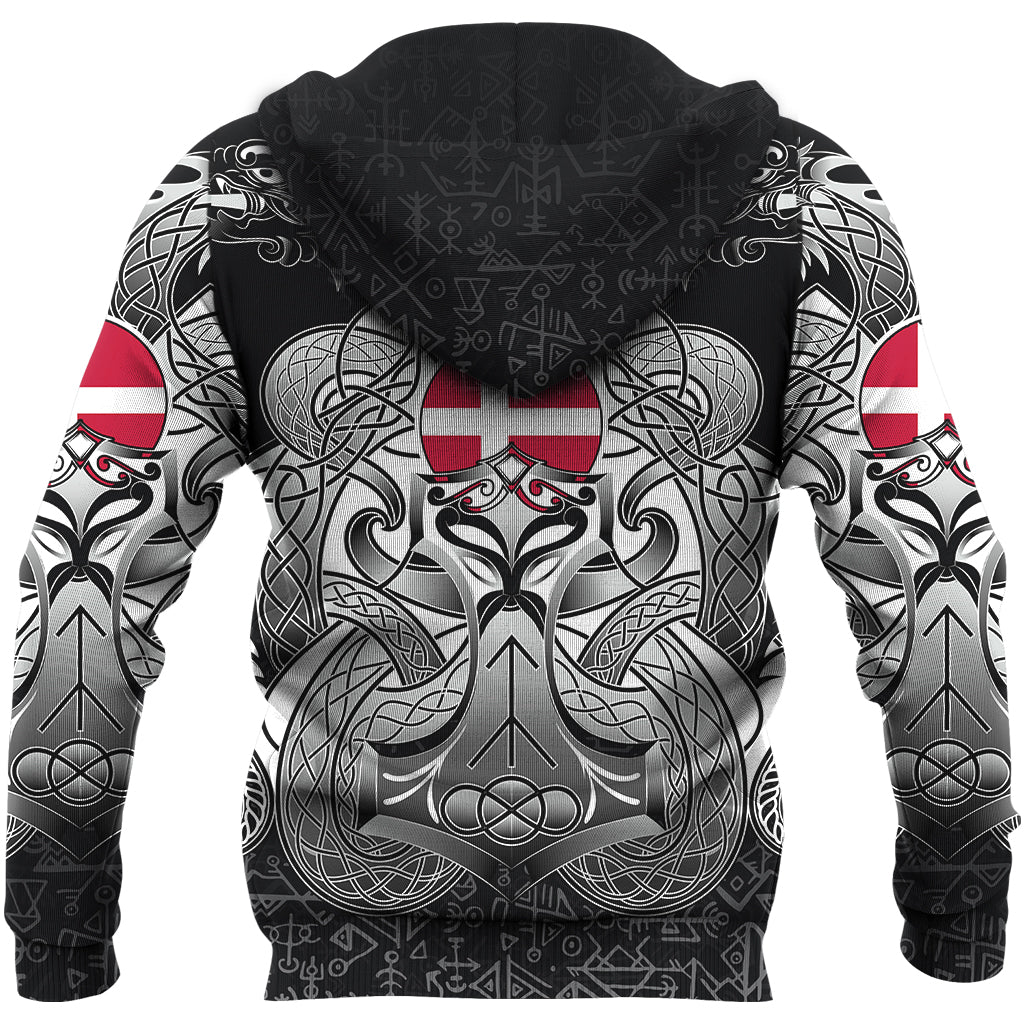 Viking Hoodie Denmark Mjolnir and Double Dragon RLT12