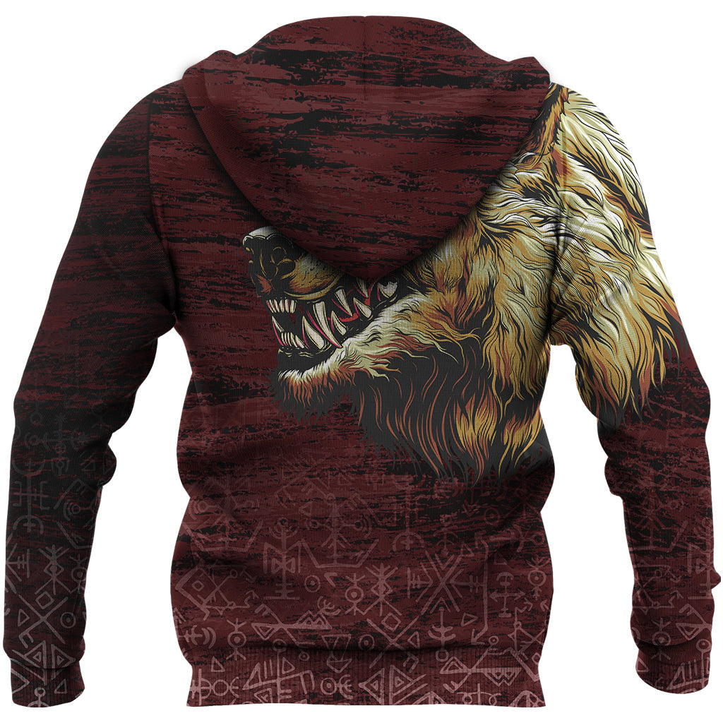 Viking Hoodie Fenrir On The Blood Moon Background RLT12