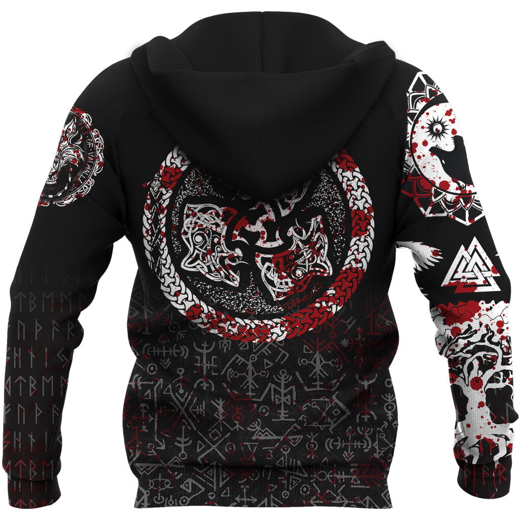 Viking Hoodie Fierce Blood Wolf Symbol Of A Viking Nordic RLT12