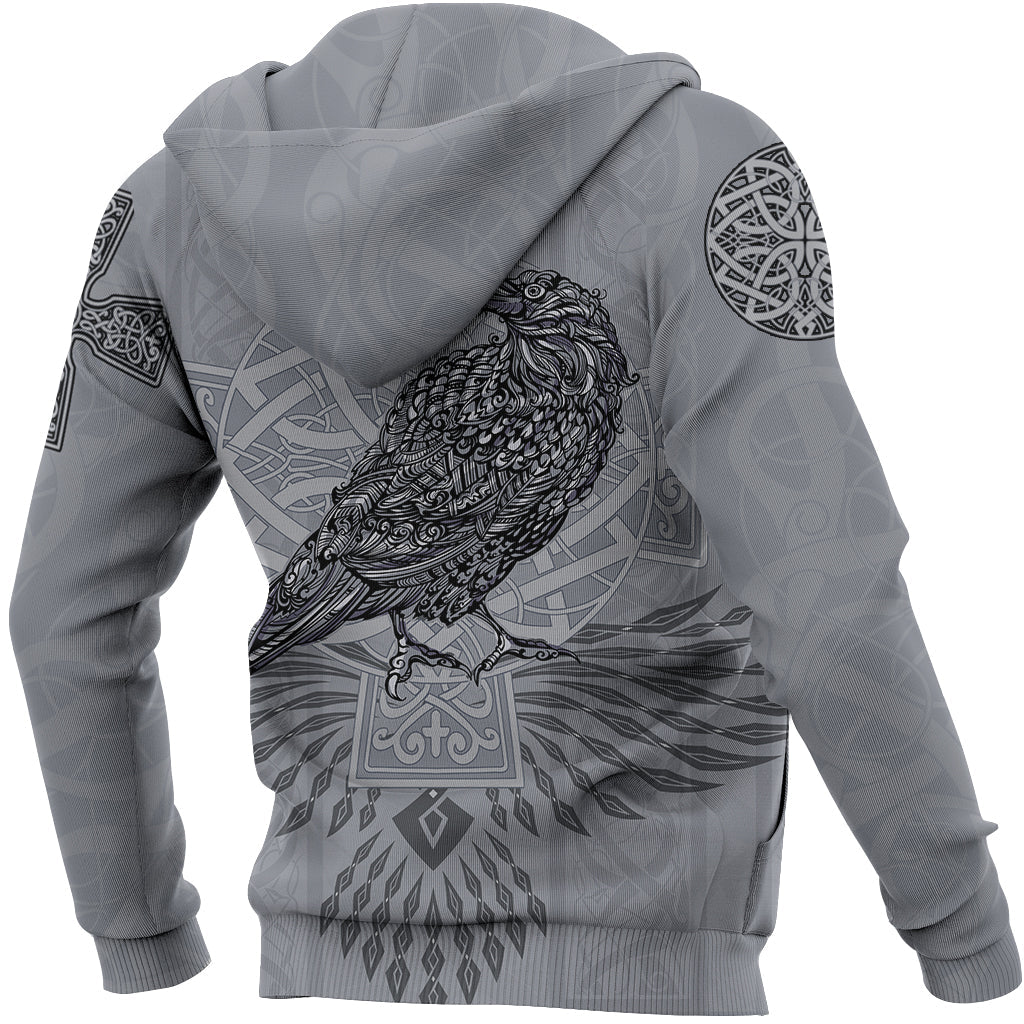 Viking Hoodie Odins Celtic Raven Scandinavian Tattoo RLT12