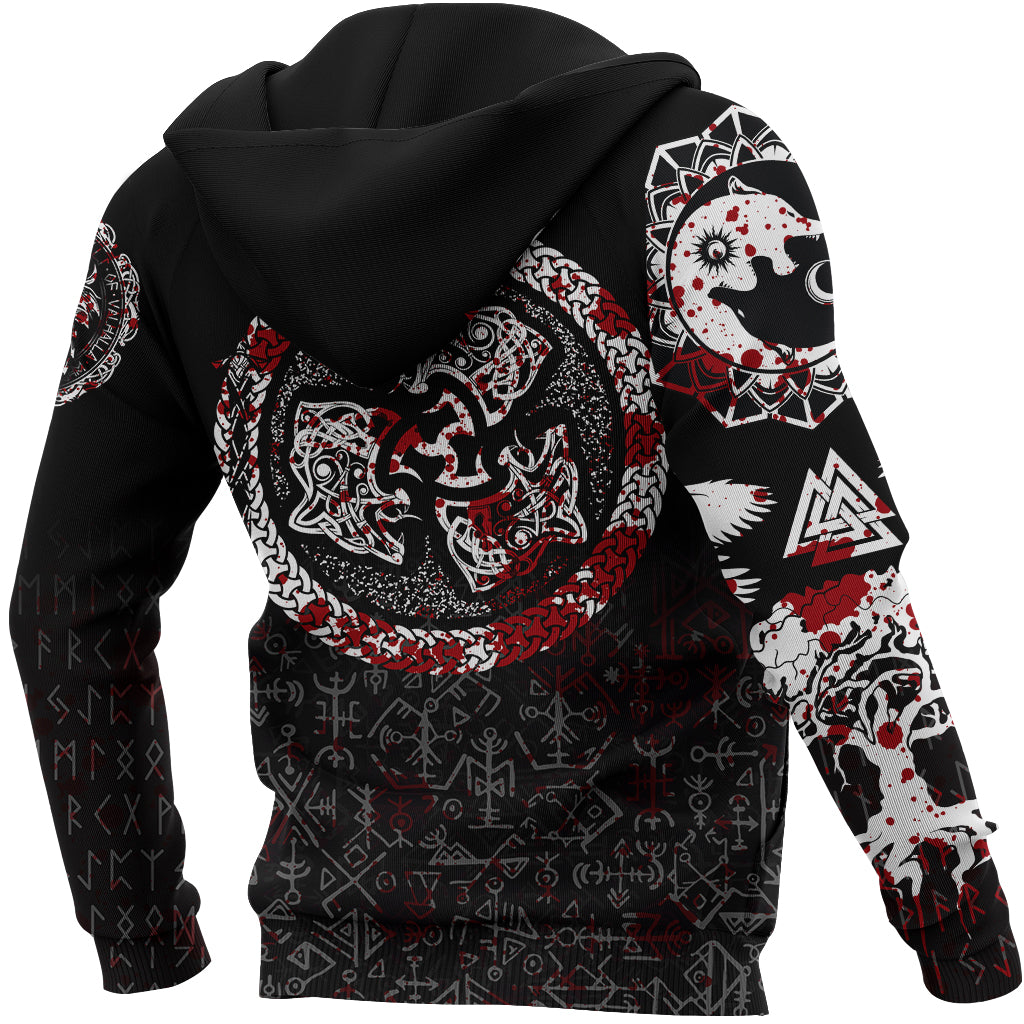 Viking Hoodie Fierce Blood Wolf Symbol Of A Viking Nordic RLT12