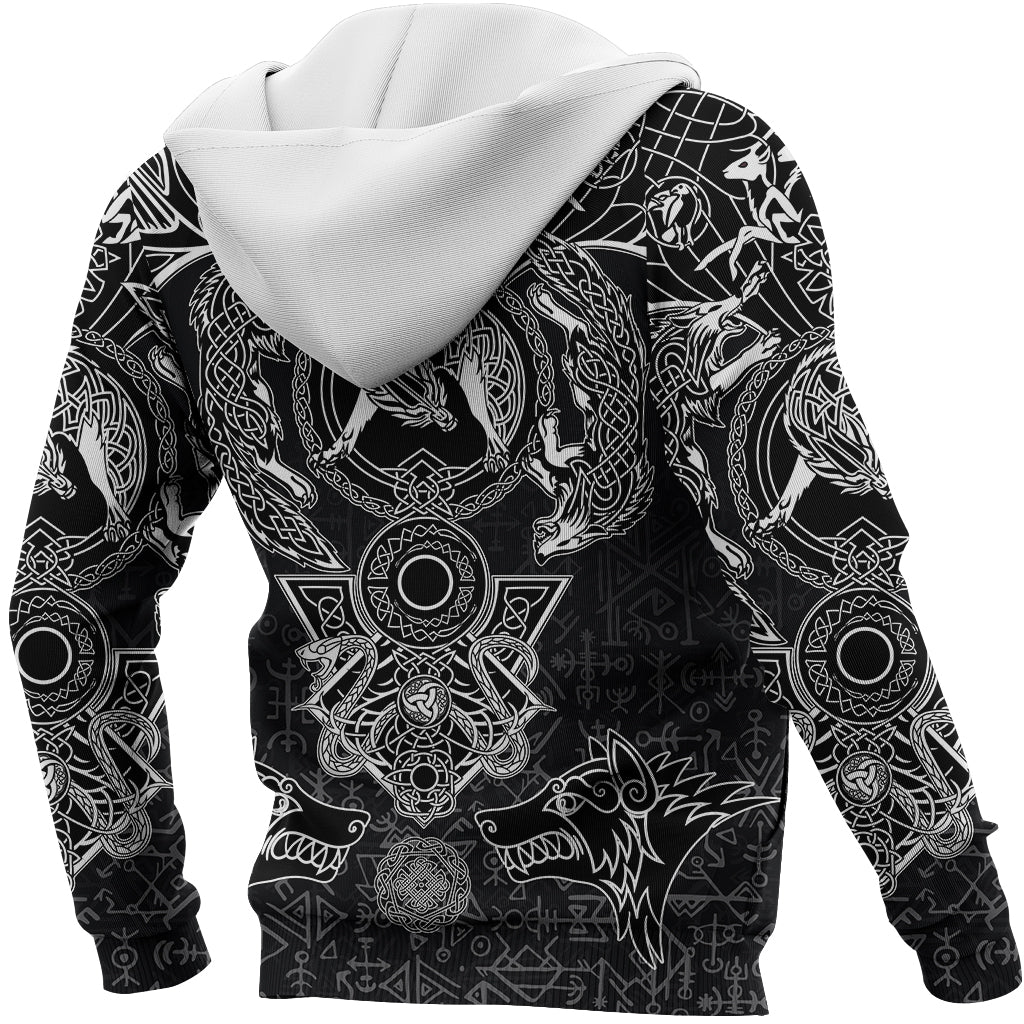 Viking Hoodie Fenrir and Skoll and Hati RLT12