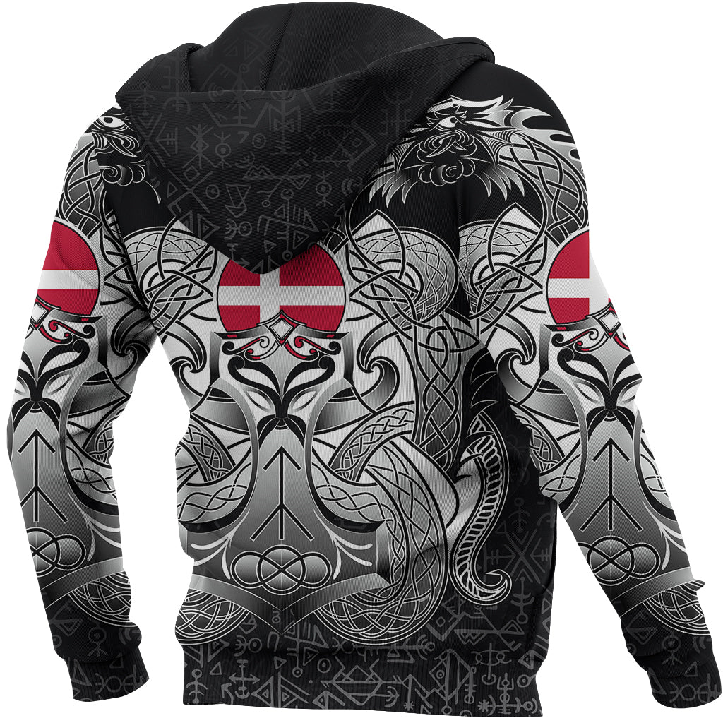Viking Hoodie Denmark Mjolnir and Double Dragon RLT12