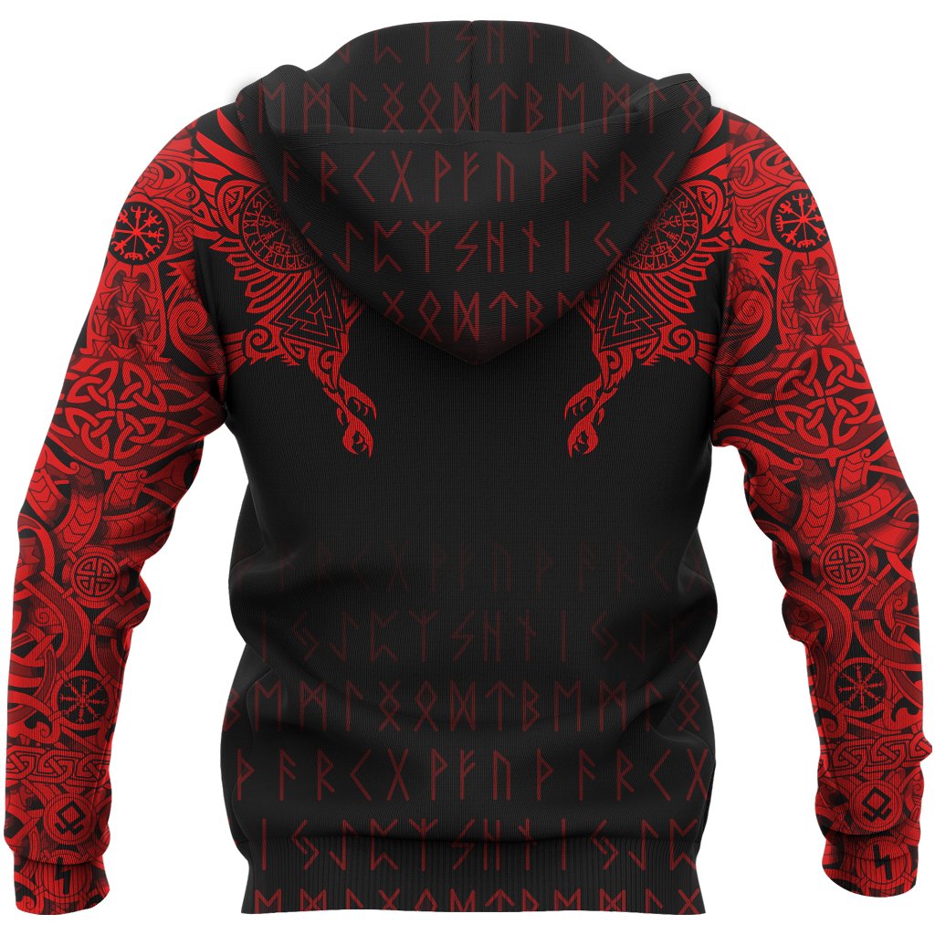 Viking Hoodie The Raven Of Odin Tattoo Special Red RLT12