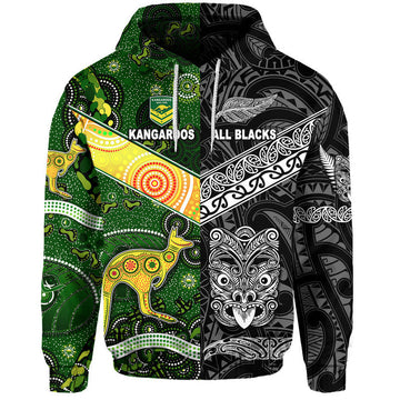 New Zealand Maori All Black And Australia Kangaroos Aboriginal Hoodie Rugby Together LT8