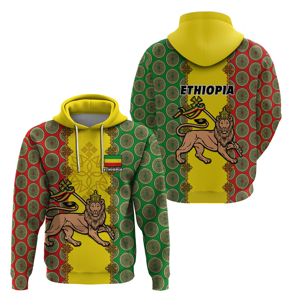 Ethiopia Hoodie Ethiopian Lion Of Judah With African Pattern LT01