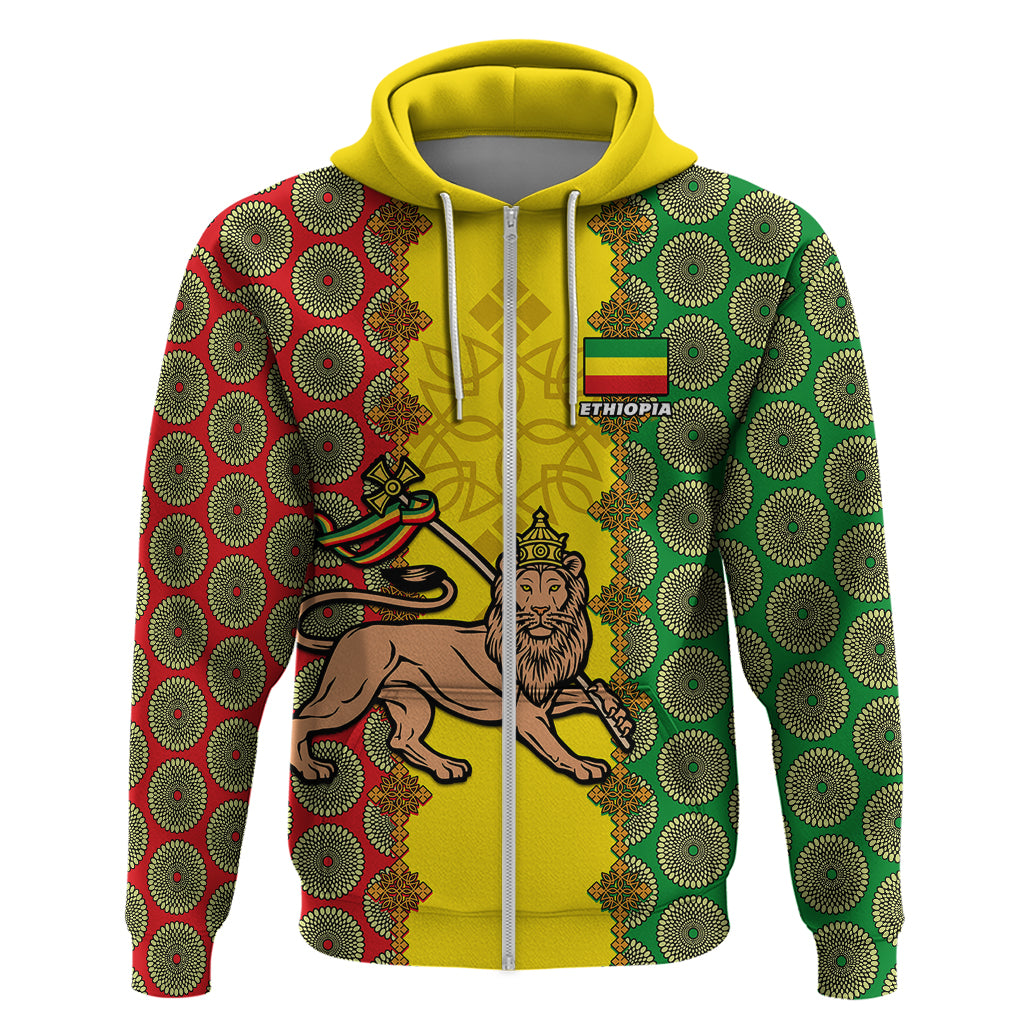 Ethiopia Hoodie Ethiopian Lion Of Judah With African Pattern LT01
