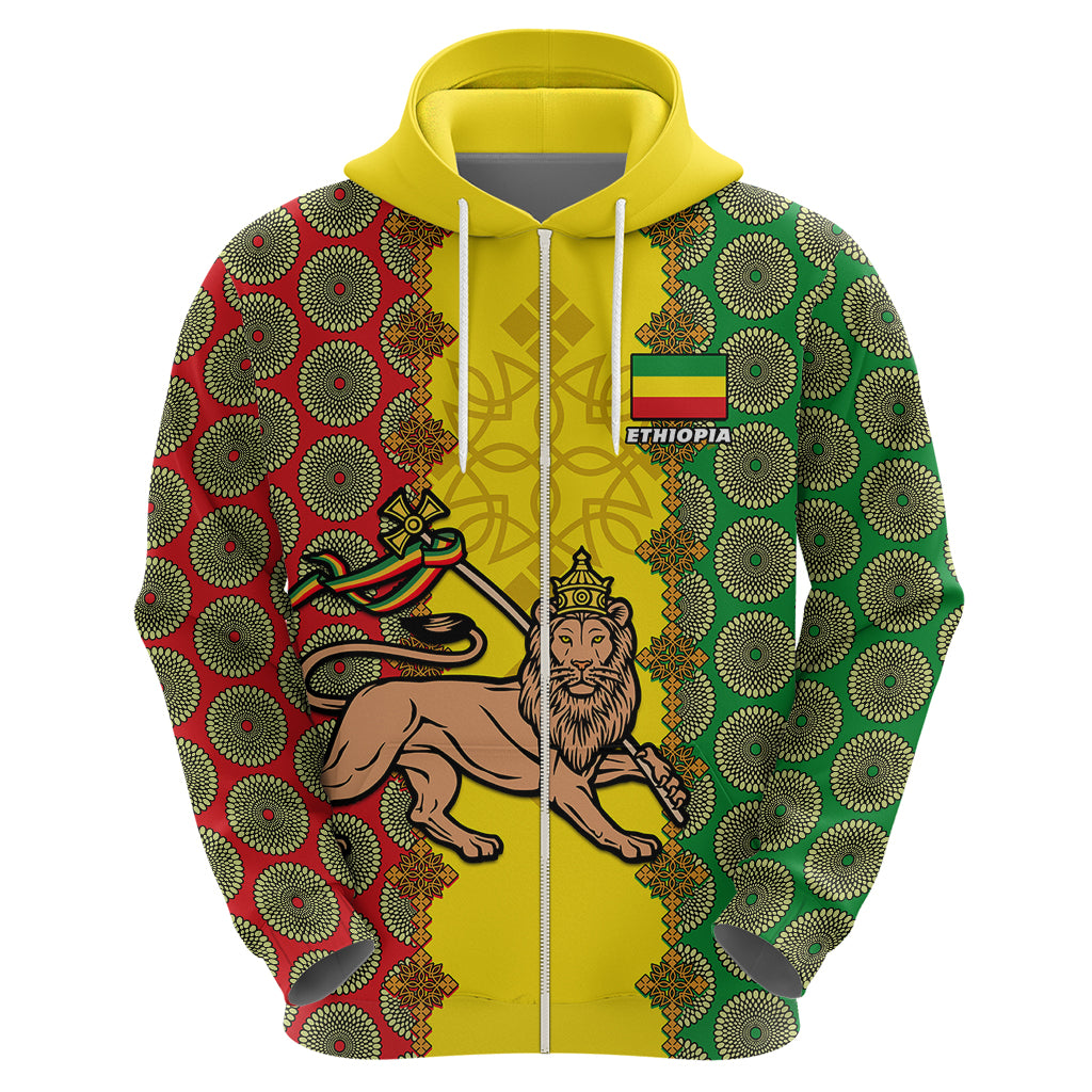 Ethiopia Hoodie Ethiopian Lion Of Judah With African Pattern LT01