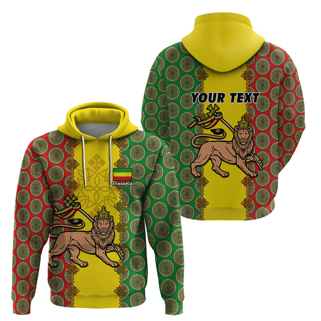 Personalised Ethiopia Hoodie Ethiopian Lion Of Judah With African Pattern LT01
