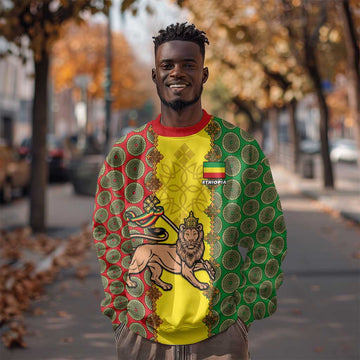 Personalized Ethiopia Sweatshirt with Lion of Judah and African Pattern Design LT01