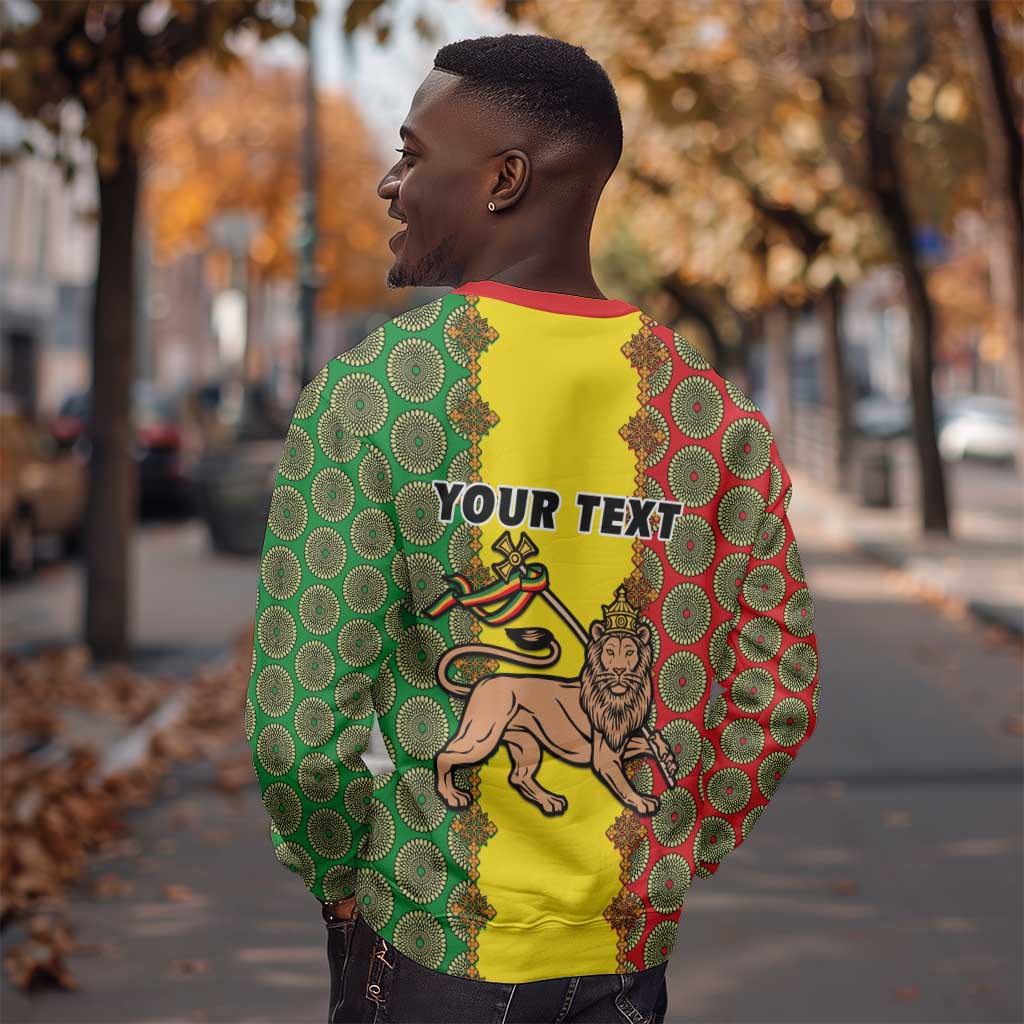 Personalized Ethiopia Sweatshirt with Lion of Judah and African Pattern Design LT01