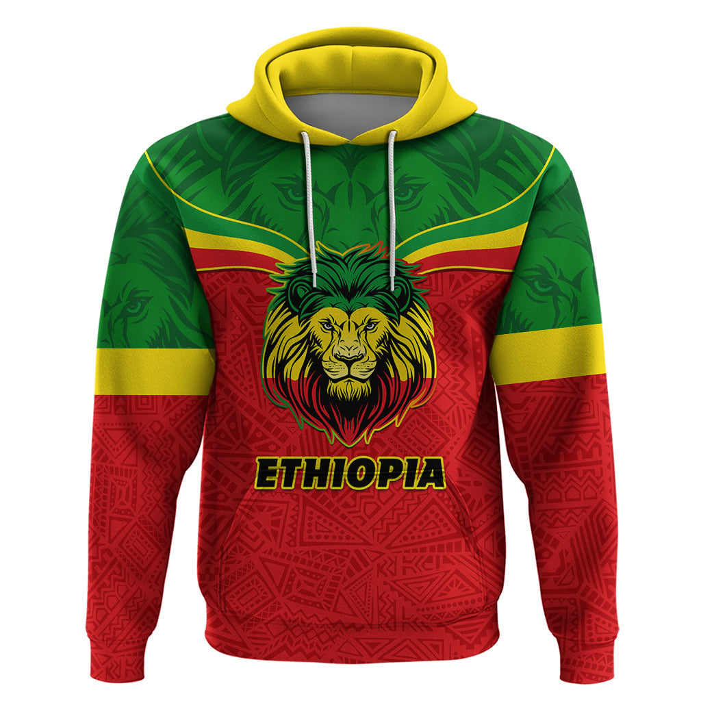 Personalised Ethiopia Hoodie Lion Of Judah Flag Style Special Version LT01