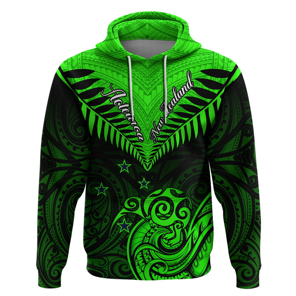 Personalised New Zealand Hoodie Aotearoa Maori Kiwi Green Fern LT01