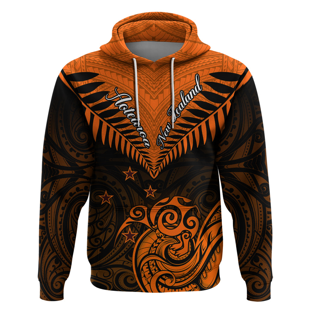 Personalised New Zealand Hoodie Aotearoa Maori Kiwi Orange Fern LT01