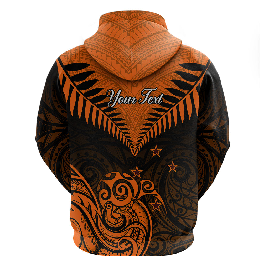 Personalised New Zealand Hoodie Aotearoa Maori Kiwi Orange Fern LT01